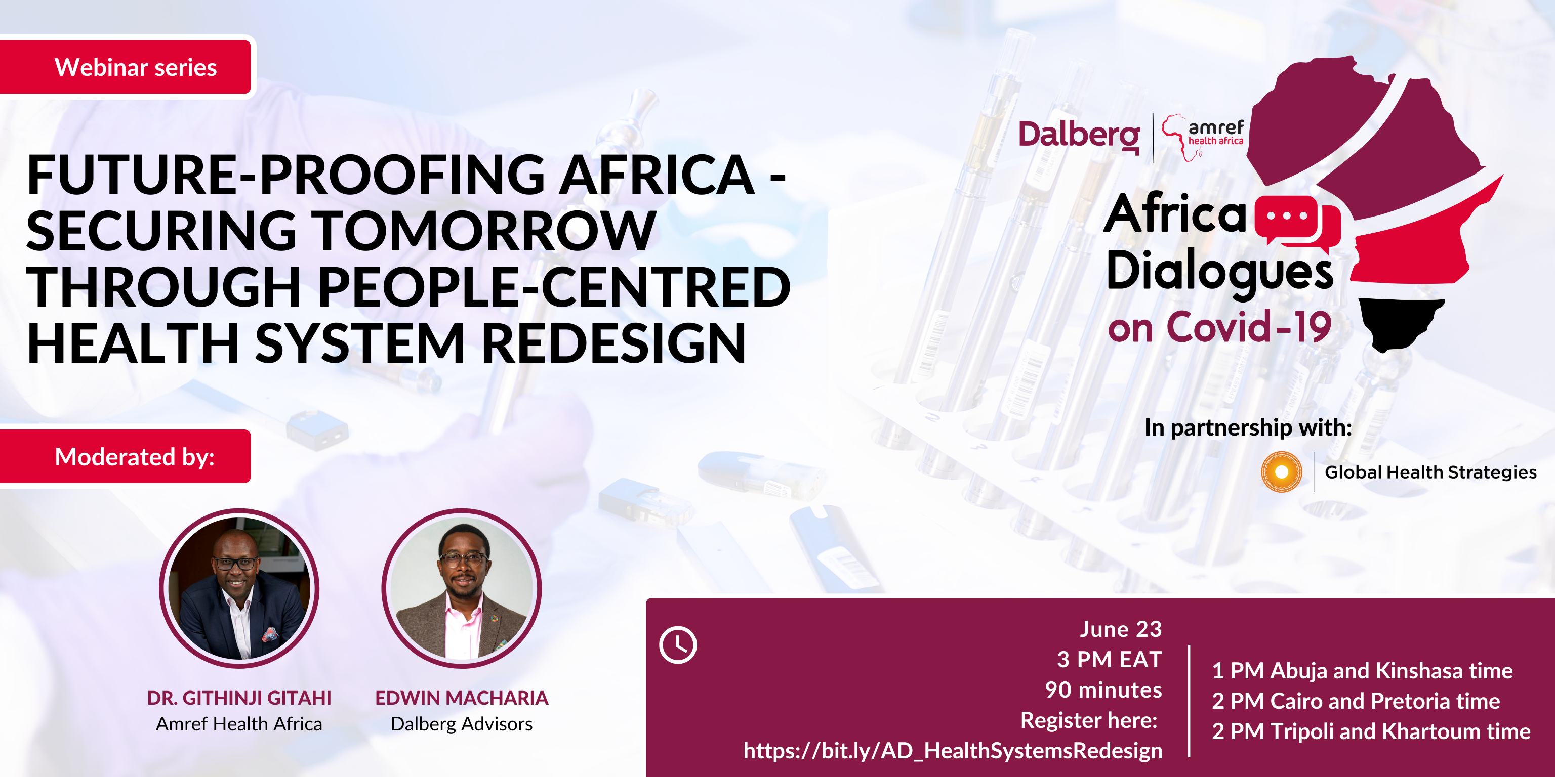 Future-proofing Africa - Securing Tomorrow Through People-Centred Health System Redesign Africa Dialogues Webinar Banner